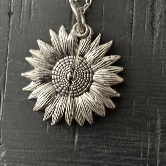 You Are My Sunshine Open Close Charm Locket Necklace Silver Tone Articulated - Picture 3 of 6